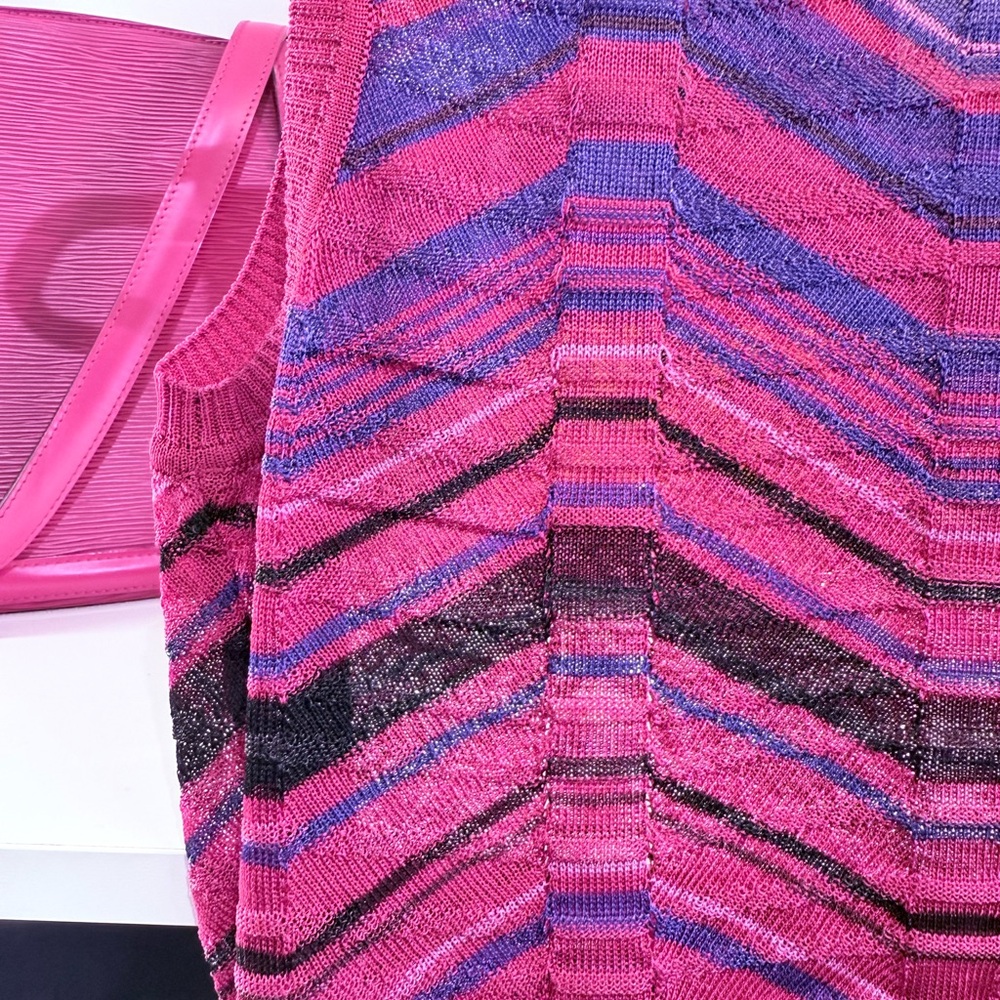 Pre Owned Missoni Sz 2 Sleeveless Chevron Stripes Ribbed Sweater - Picture 3 of 5